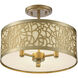 New Haven 3 Light 14 inch Burnished Brass Covertible SemiFlush Ceiling Light