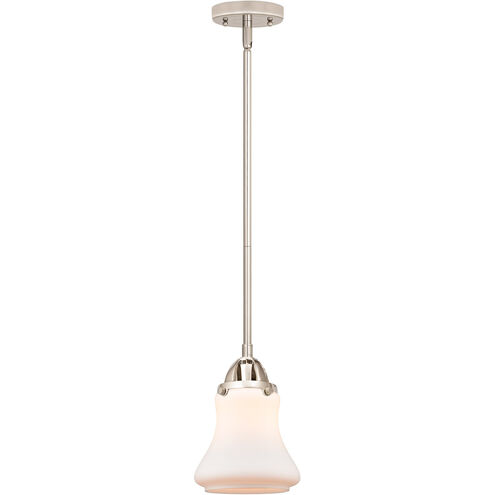 Nouveau 2 Bellmont LED 6 inch Polished Nickel Mini Pendant Ceiling Light in Matte White Glass