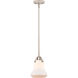Nouveau 2 Bellmont LED 6 inch Polished Nickel Mini Pendant Ceiling Light in Matte White Glass