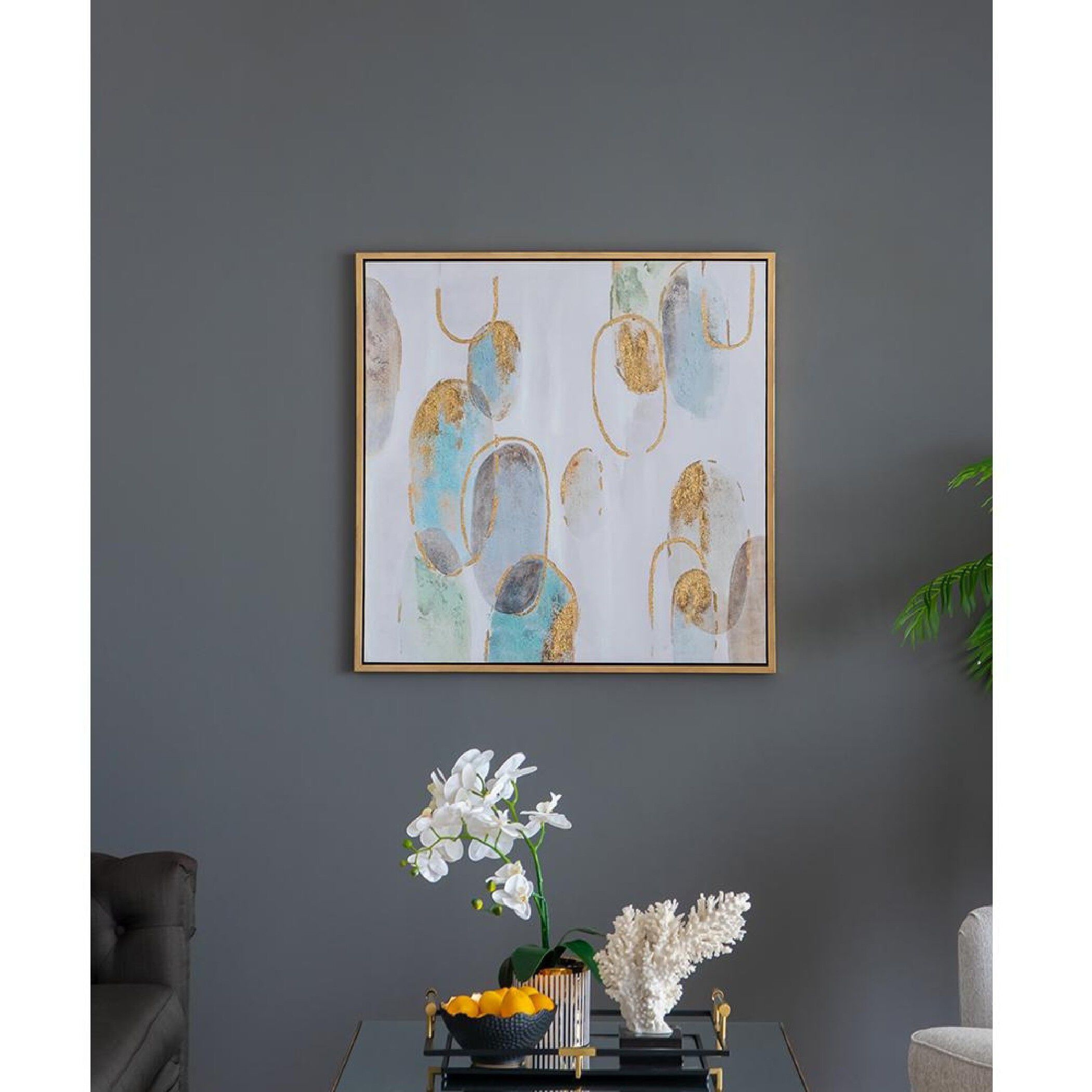 Gizem Gold/Gray/Blue Wall Art