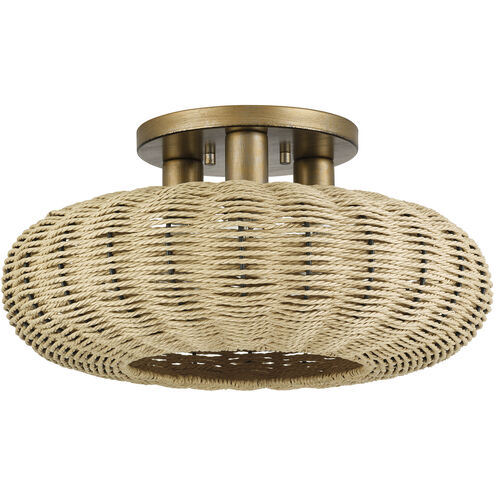 Summervine 3 Light 18 inch Antique Gold Leaf Semi Flush Mount Ceiling Light, Large