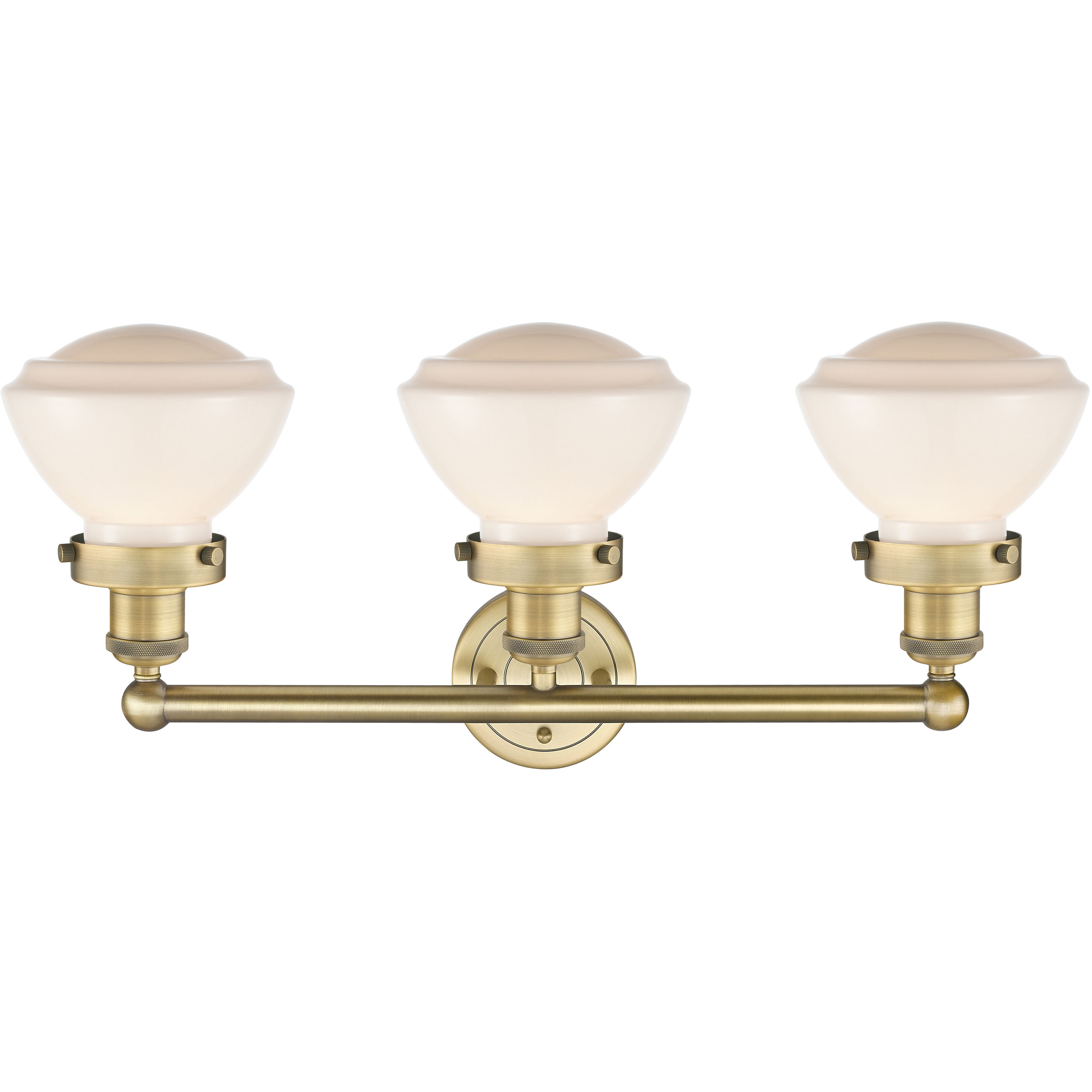 Olean 3 Light 24.5 inch Brushed Brass Bath Vanity Light Wall Light in Matte White