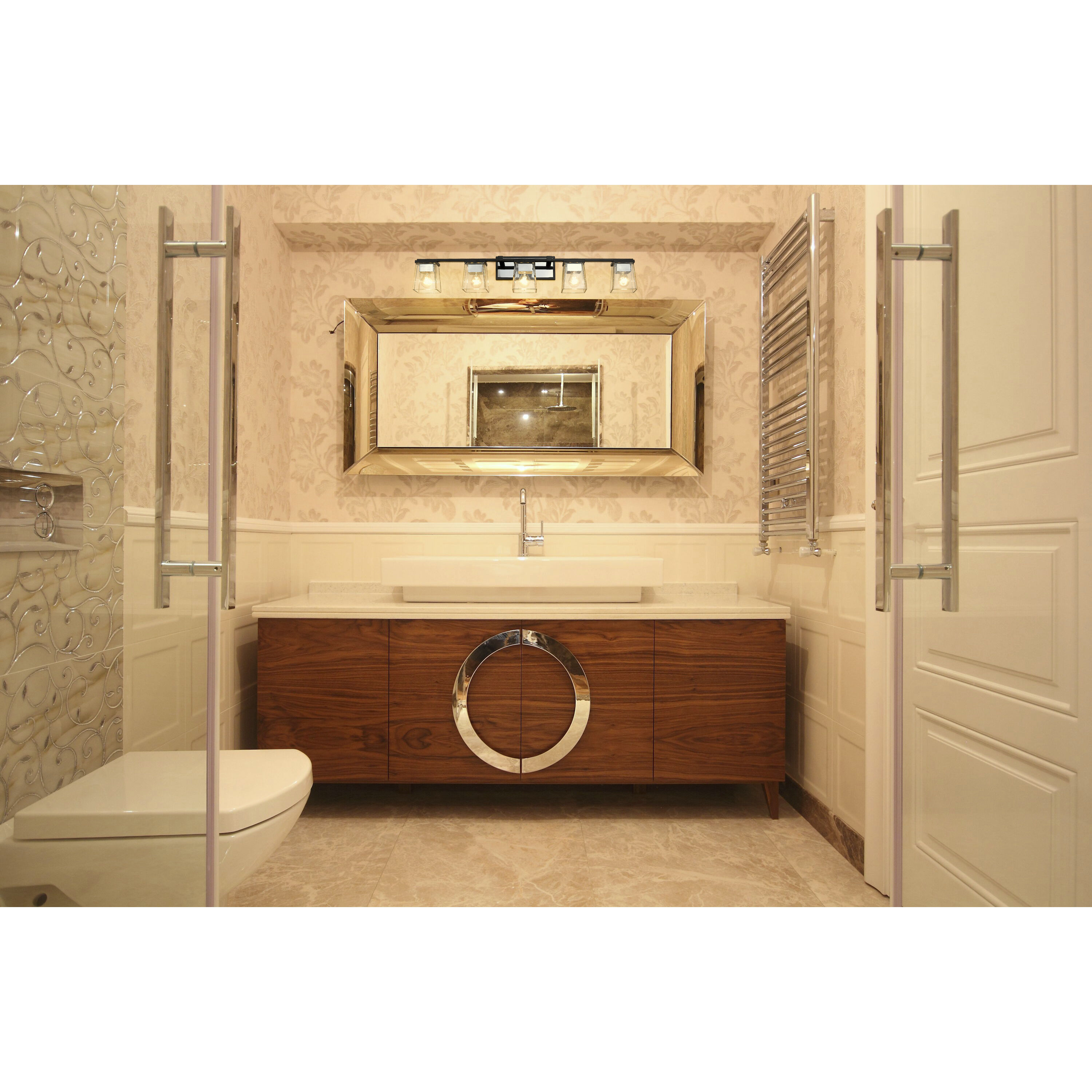 Bleeker Street 5 Light 42.5 inch Matte Black and Chrome Vanity Wall Light