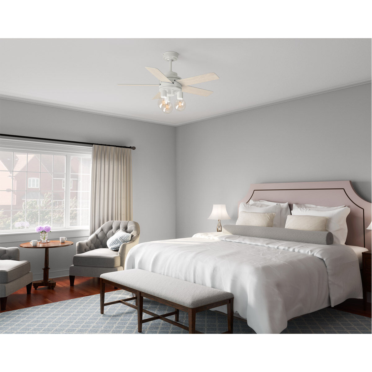 Hardwick 44 inch Fresh White with White Oak/Fresh White Blades Ceiling Fan