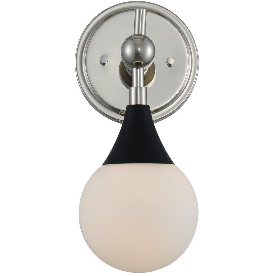 Bogart 1 Light 6 inch Matte Black with Polished Nickel Bath Vanity Light Wall Light