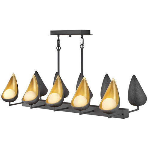 Lisa McDennon Ren LED 46 inch Black with Deluxe Gold Indoor Linear Chandelier Ceiling Light