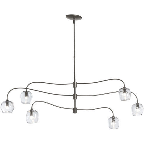 Ume 6 Light 22 inch Natural Iron Pendant Ceiling Light in Thumbprint Clear, Large