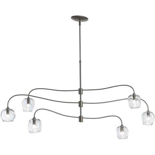 Ume 6 Light 22 inch Natural Iron Pendant Ceiling Light in Thumbprint Clear, Large