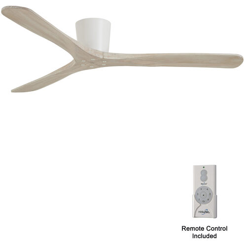 Avtur 60 inch Flat White with Bleached Wood Blades Flush Mount Ceiling Fan