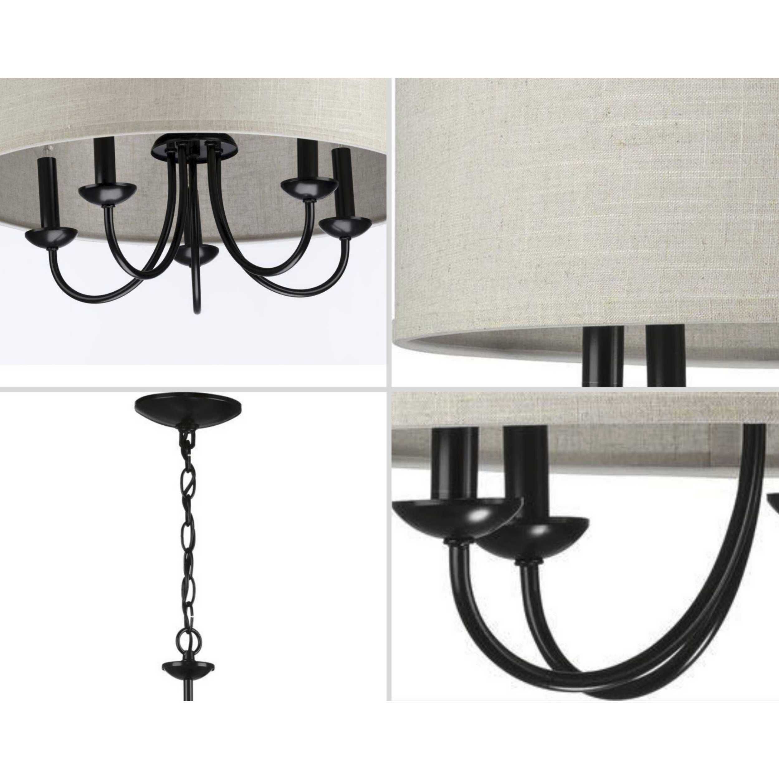 Drum Shade 5 Light 22 inch Matte Black Chandelier Ceiling Light