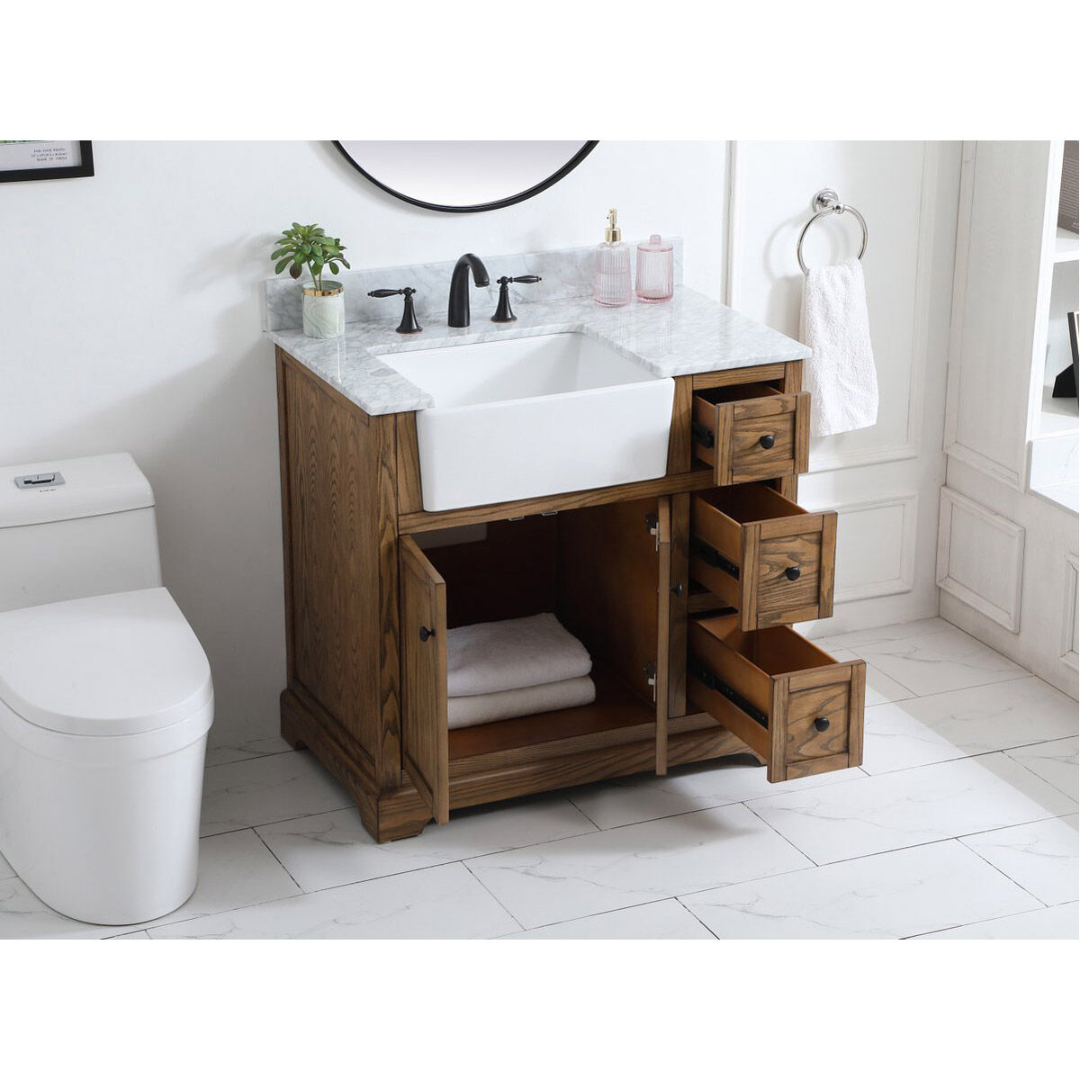 Franklin 36 X 22 X 35 inch Driftwood Bathroom Vanity Cabinet