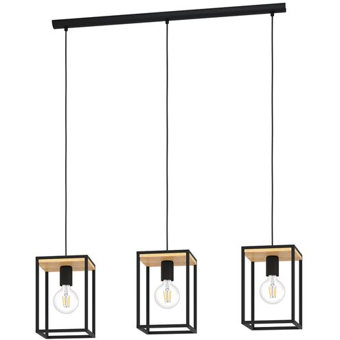 Libertad 3 Light 7.1 inch Structured Black Linear Pendant Ceiling Light