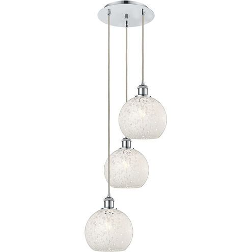 Ballston White Mouchette 3 Light 14.5 inch Polished Chrome Cord Hung Multi Pendant Ceiling Light