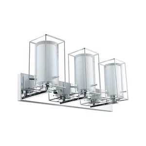 Iride 3 Light 25.19 inch Chrome Vanity Light Wall Light, Clear and White Glass