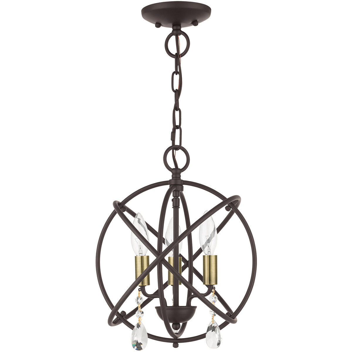 Aria 3 Light 13 inch Bronze Convertible Chandelier / Semi Flush Ceiling Light