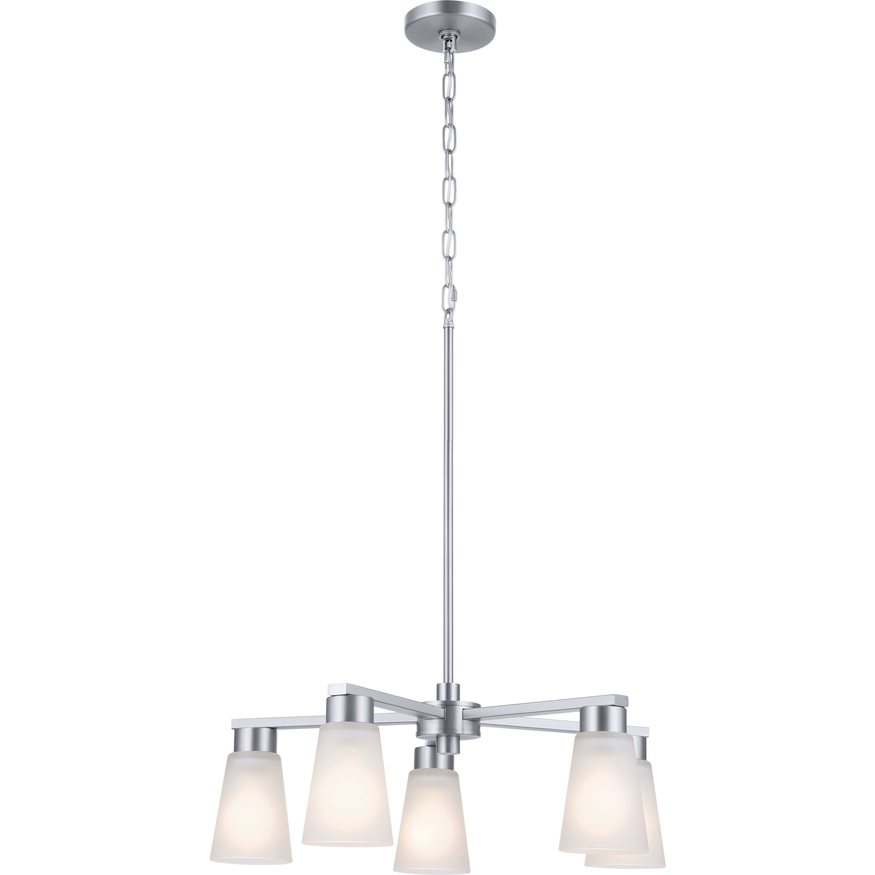 Stamos 5 Light Brushed Nickel Chandelier Ceiling Light, Medium, 1 Tier