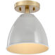 Biba 1 Light 8.25 inch Brushed Gold Semi-Flush Mount Ceiling Light