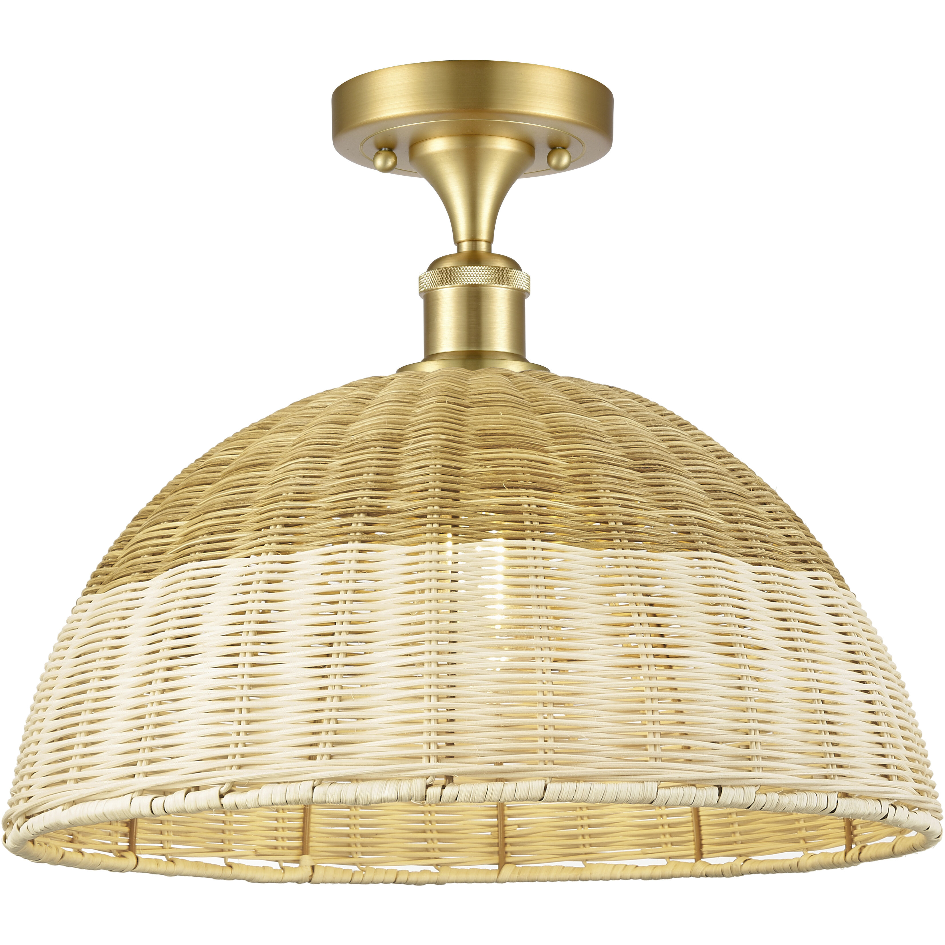 Ballston Bristol Natural II 1 Light 15.75 inch Satin Gold Semi-Flush Mount Ceiling Light