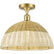 Ballston Bristol Natural II 1 Light 15.75 inch Satin Gold Semi-Flush Mount Ceiling Light