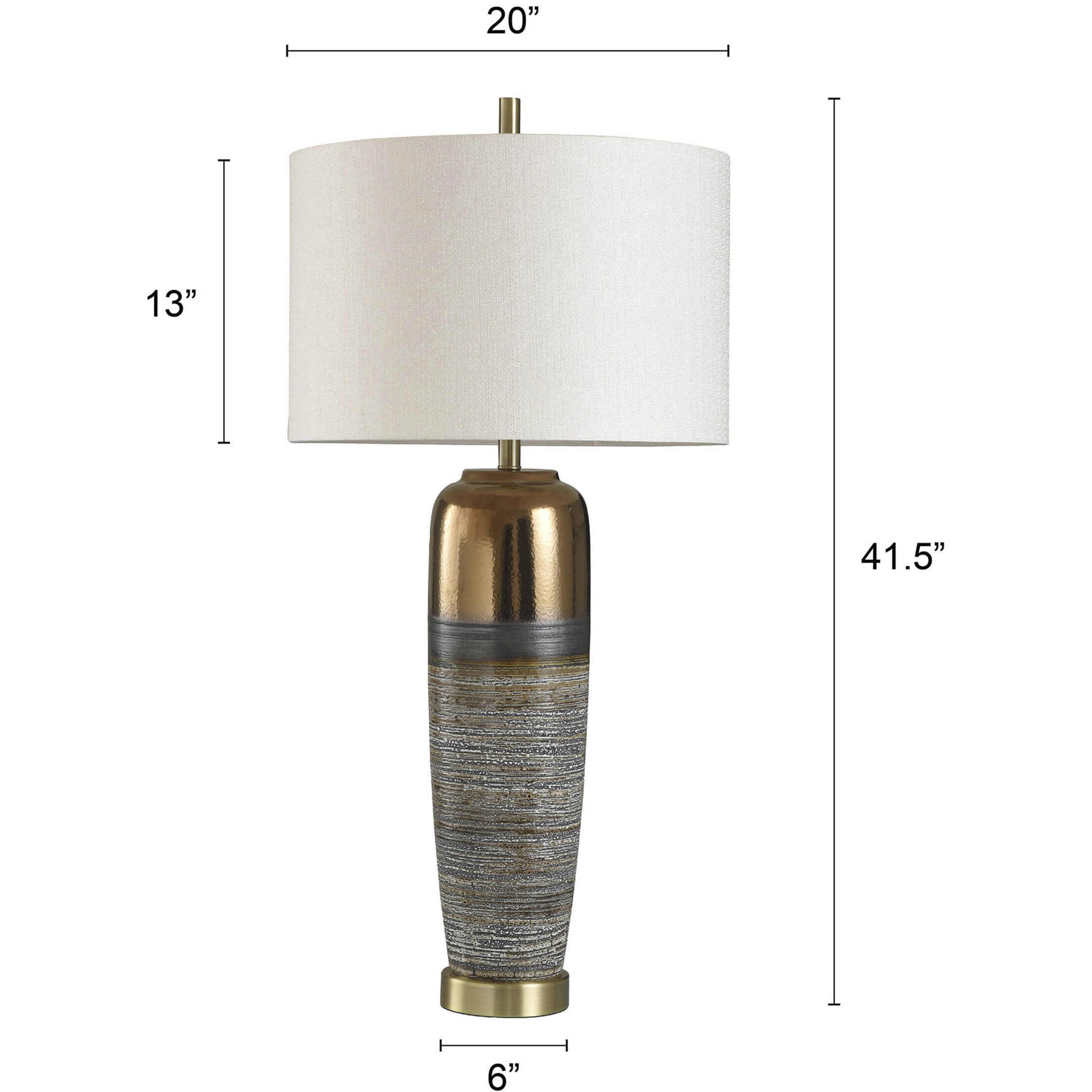Signature 41 inch 100 watt White Gray and Gold Table Lamp Portable Light