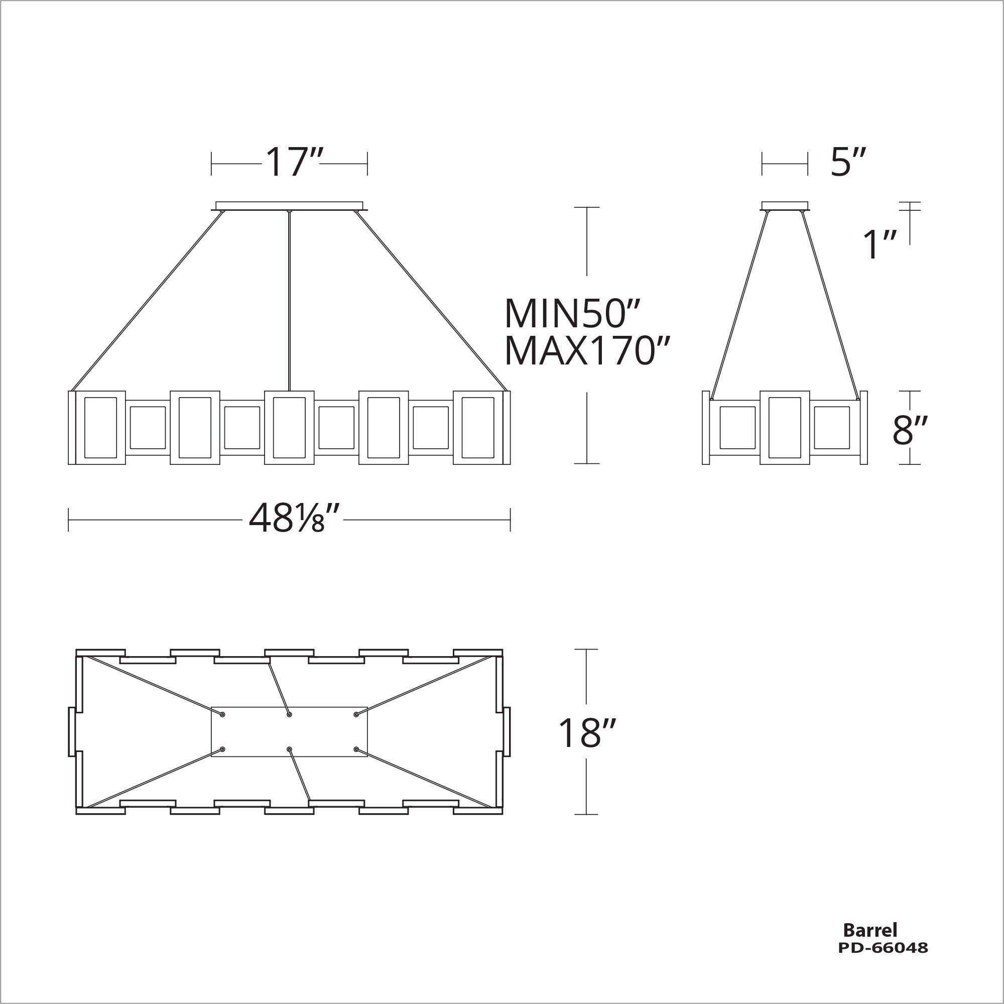 Fury LED 18 inch Aged Brass Chandelier Ceiling Light in 48in.