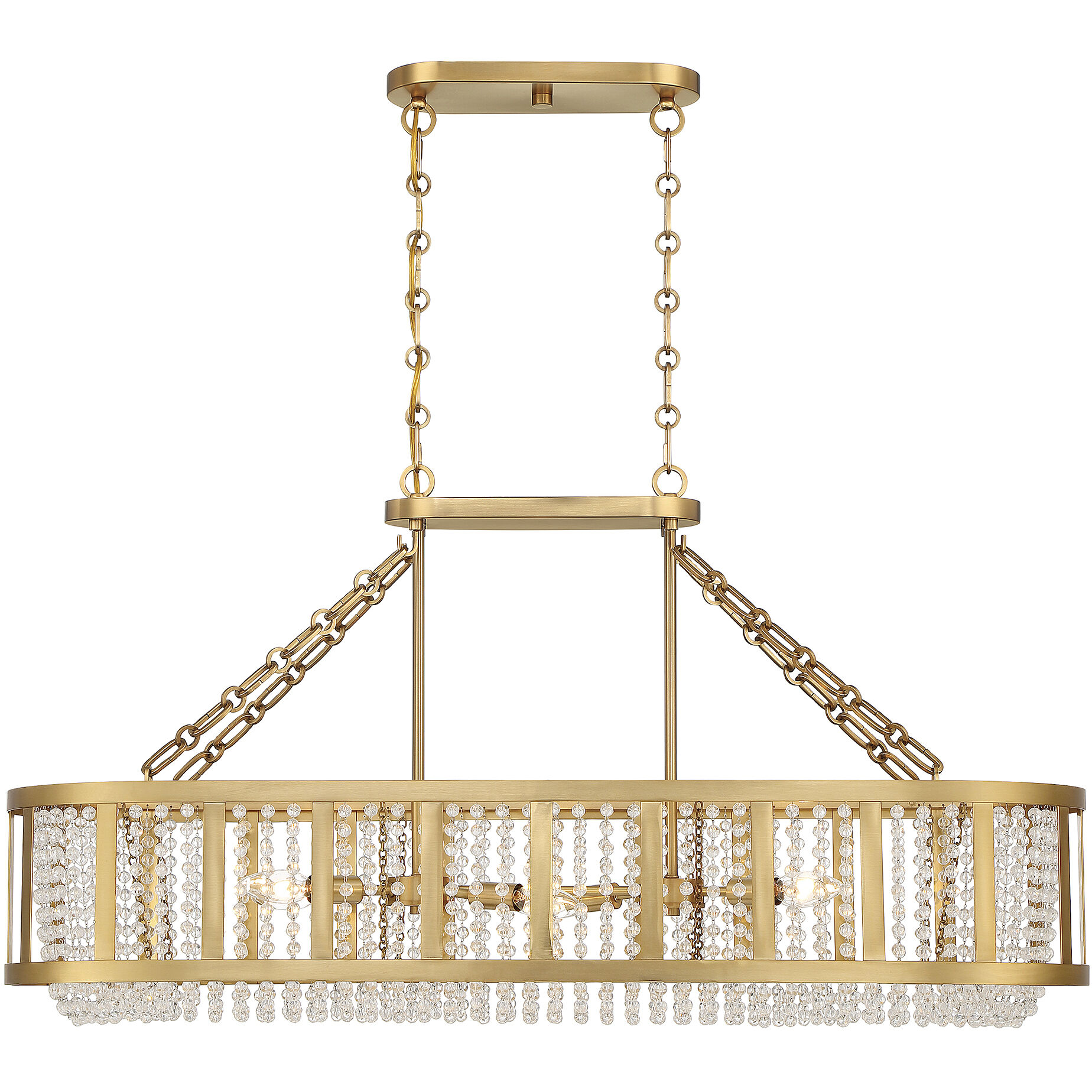 Mancini 6 Light 40 inch Warm Brass Linear Chandelier Ceiling Light