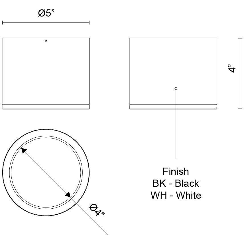Nordic LED 5 inch Black Exterior Ceiling