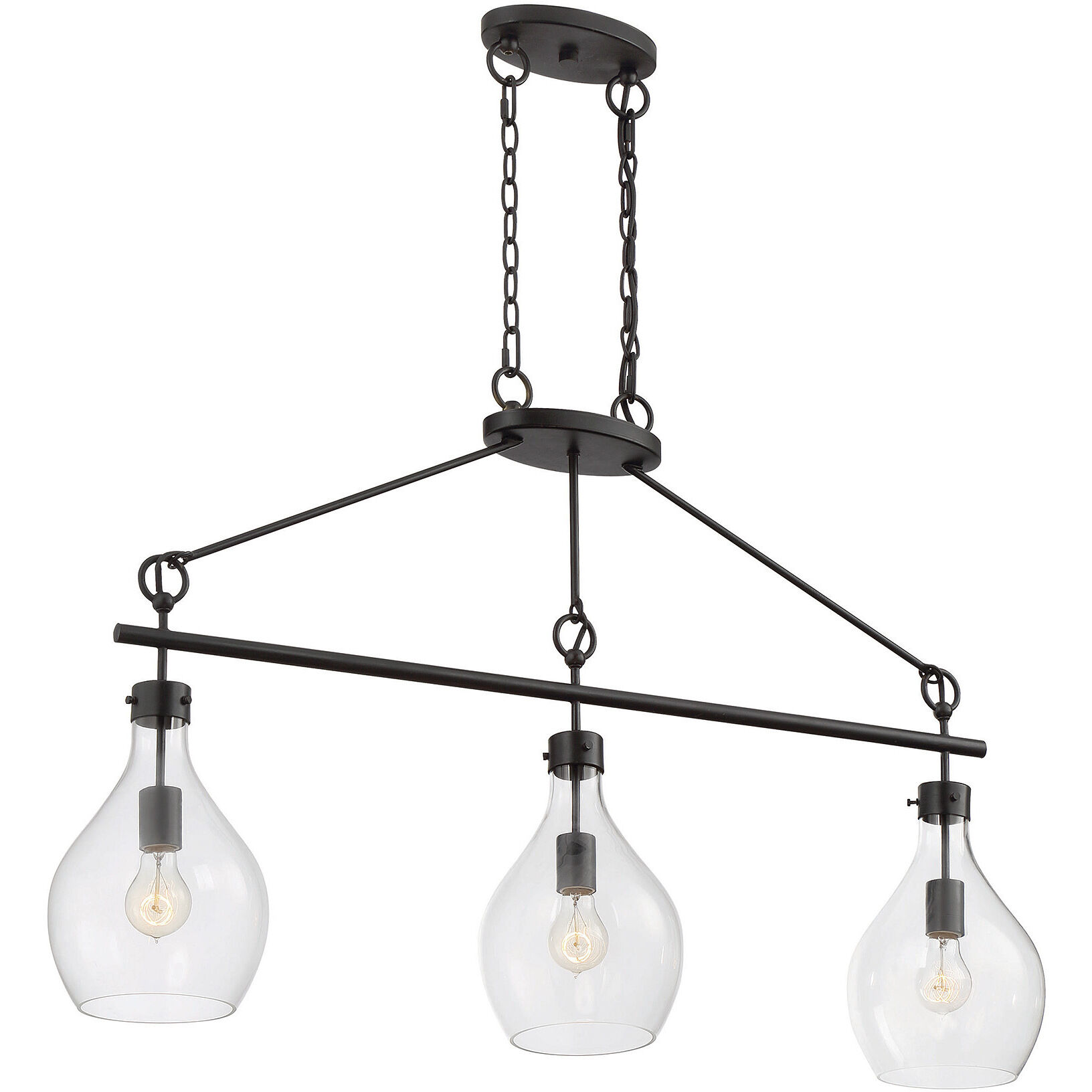 Pulaski 3 Light 42 inch Oiled Bronze Linear Chandelier Ceiling Light