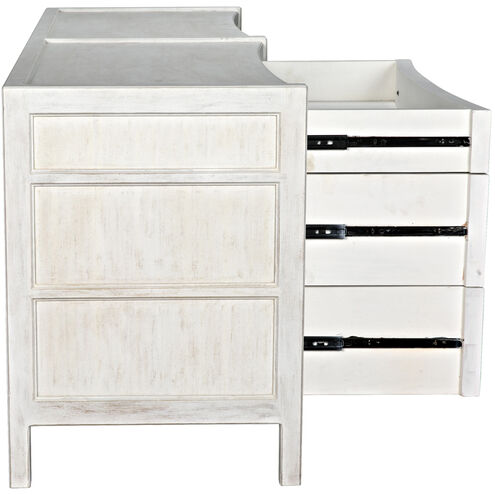 Hampton White Wash Dresser, 6 Drawer
