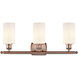 Ballston Clymer 3 Light 26 inch Antique Copper Bath Vanity Light Wall Light in Matte White Glass, Ballston