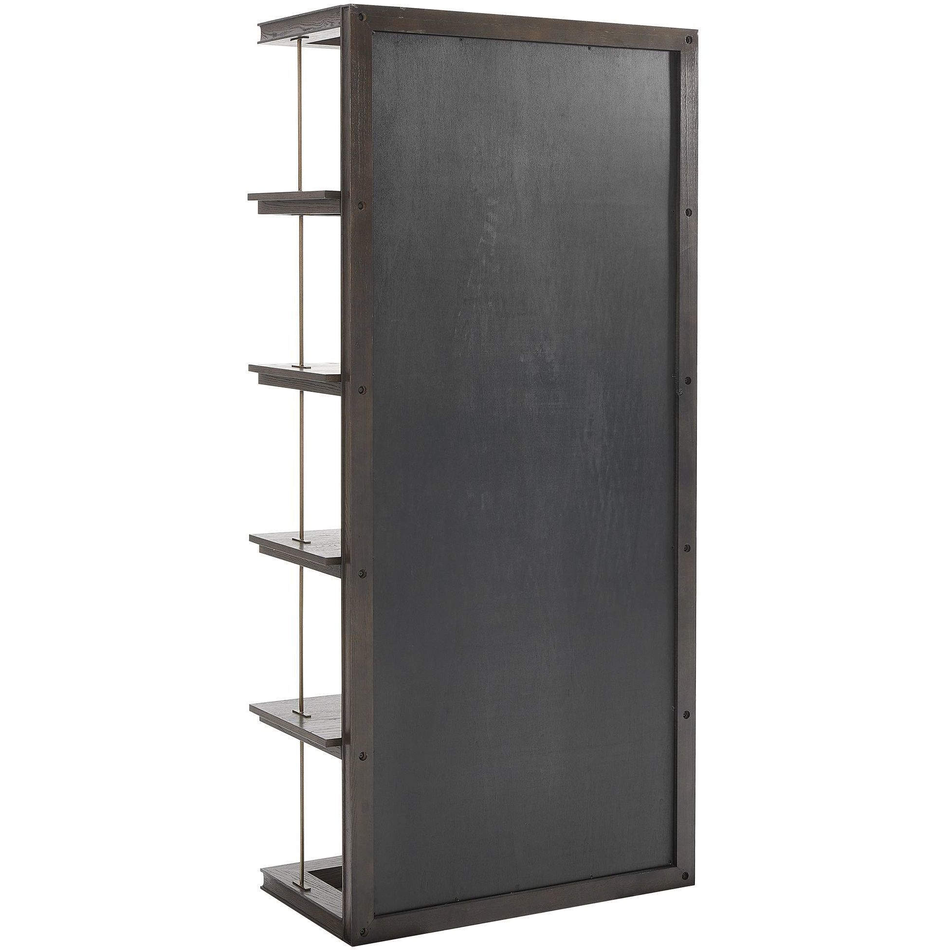 Kai 82 X 40 inch Dark Walnut and Gold Etagere