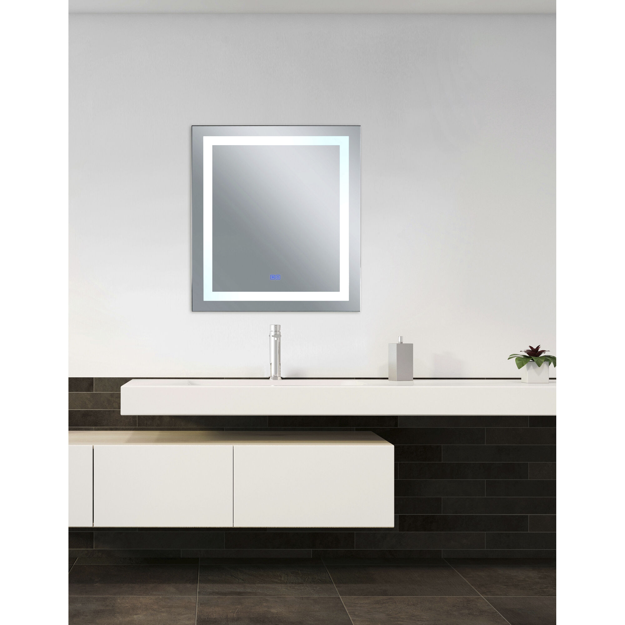 Abril 40 X 36 inch Matte White Mirror, Rectangle