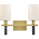 Turin 2 Light 16 inch Lacquered Brass Vanity Light Wall Light, Small