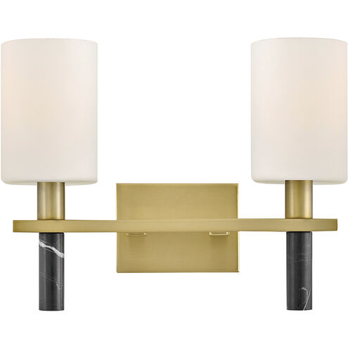 Turin 2 Light 16 inch Lacquered Brass Vanity Light Wall Light, Small