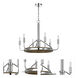 Saluda 6 Light 26 inch Chrome and Oak Chandelier Ceiling Light, Candelabra Style