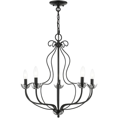 Katarina 5 Light 23 inch Shiny Black with Polished Chrome Accents Chandelier Ceiling Light