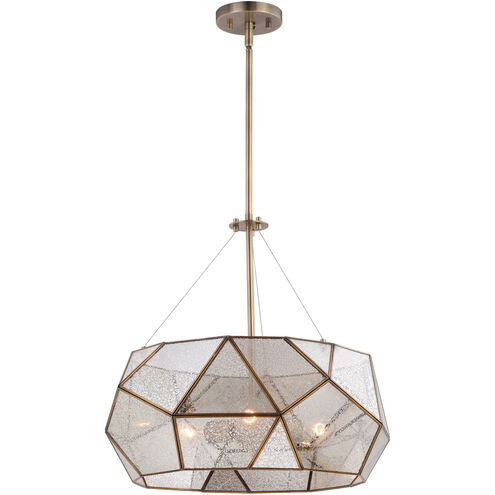 Euclid 3 Light 20 inch Aged Brass Pendant Ceiling Light