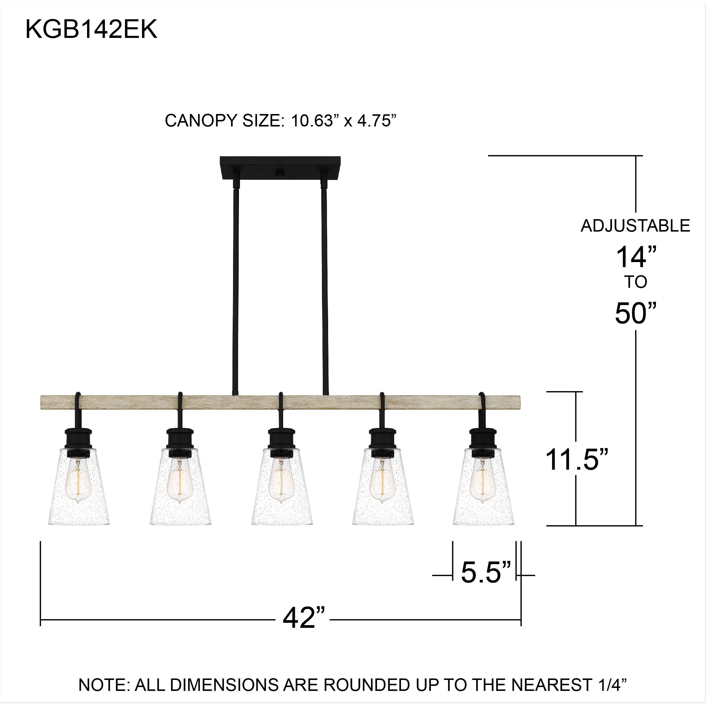 Kingsbridge 5 Light 42 inch Earth Black Island Light Ceiling Light