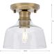 Singleton 1 Light 7.62 inch Vintage Brass Semi-Flush Mount Ceiling Light