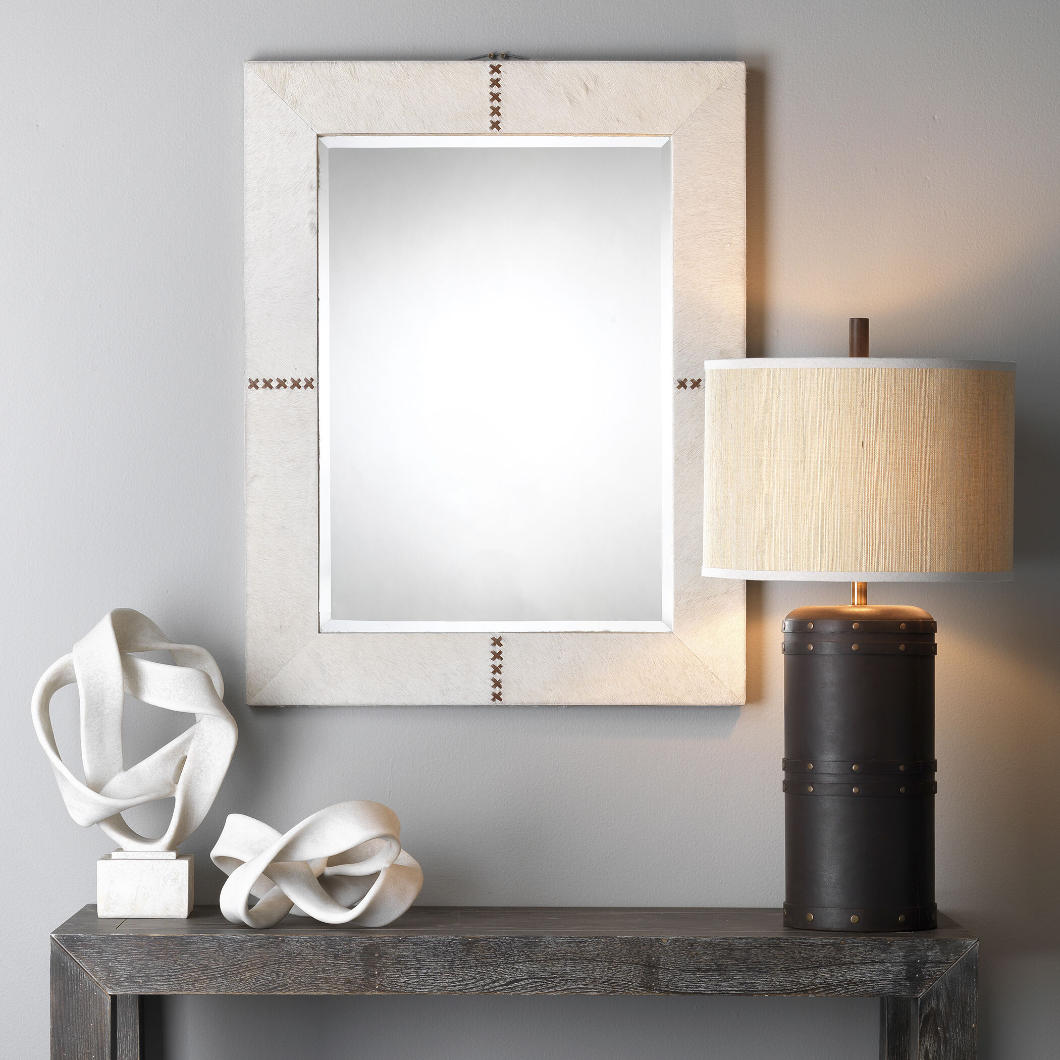 Barrel 28.5 inch 150 watt Vintage Leather Table Lamp Portable Light