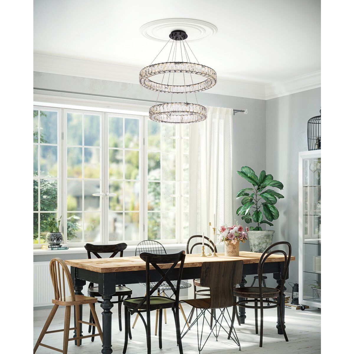 Monroe 2 Light 28 inch Black Chandelier Ceiling Light