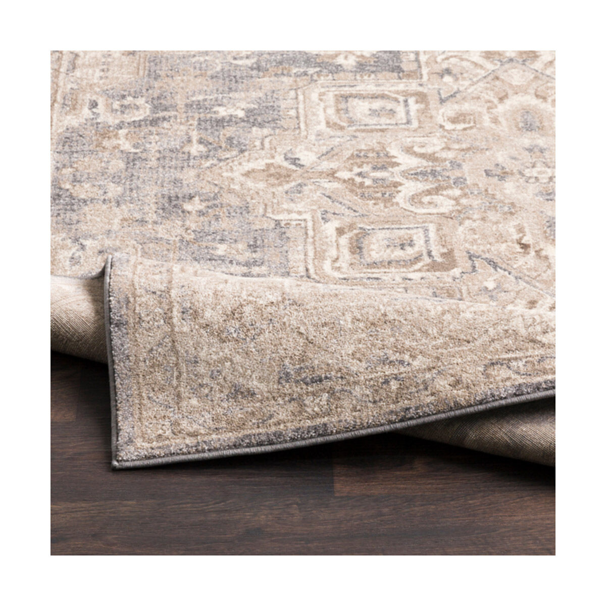Ayasofya 71 X 48 inch Camel/Cream/Medium Gray/Charcoal/Dark Brown Rugs, Rectangle