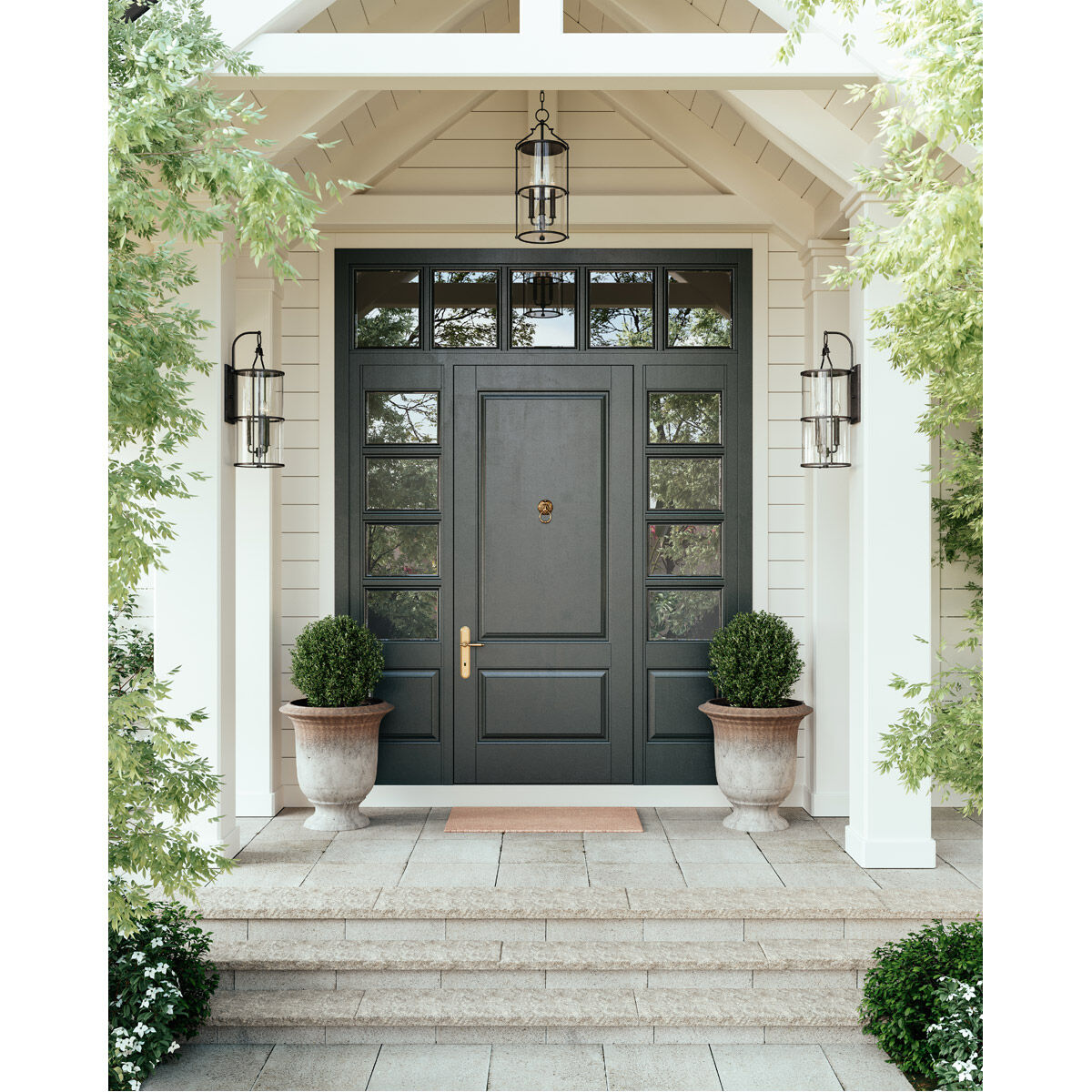 Burbank 4 Light 10 inch Texture Black Outdoor Pendant in Textured Black