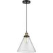 Cone 1 Light 12 inch Black Antique Brass Mini Pendant Ceiling Light in Seedy Glass
