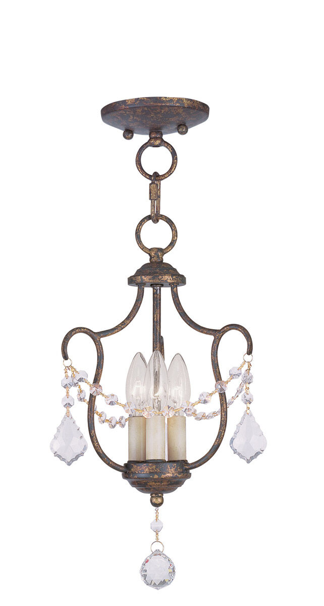 Chesterfield 3 Light 10 inch Hand Applied Venetian Golden Bronze Convertible Mini Pendant/Ceiling Mount Ceiling Light