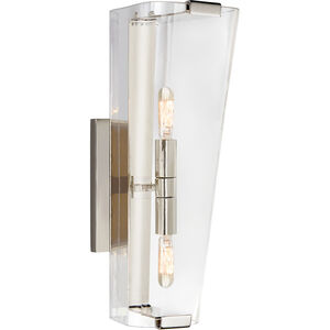 AERIN Alpine 2 Light 5.25 inch Polished Nickel Single Bath Sconce Wall Light in Clear Glass