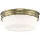 Galen 3 Light 14 inch Antique Brass Flush Mount Ceiling Light