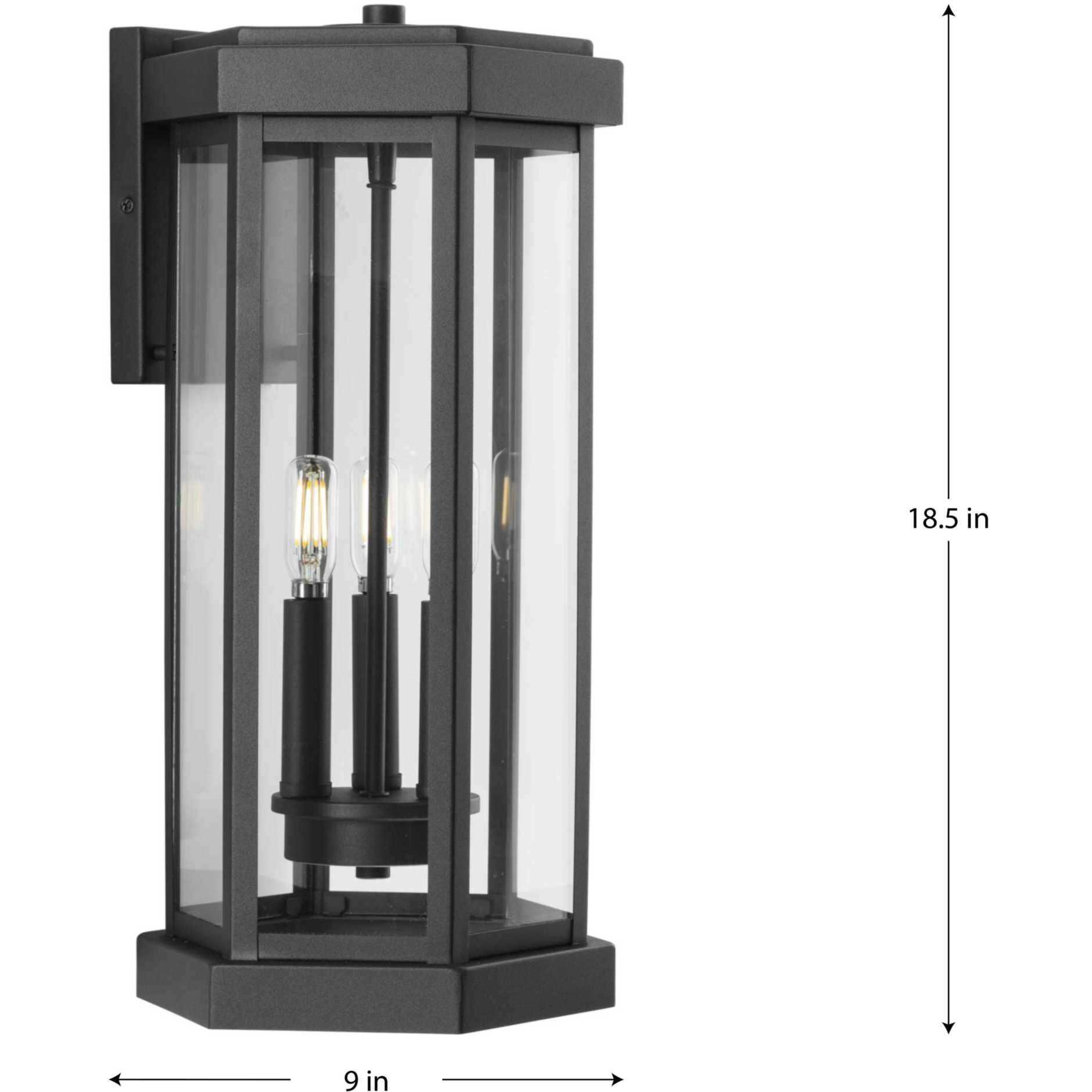 Ramsey 3 Light 18.5 inch Textured Black Outdoor Wall Lantern