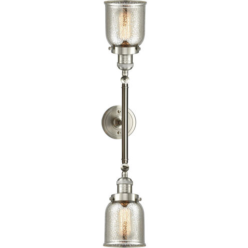 Franklin Restoration Small Bell LED 15 inch Brushed Satin Nickel Bath Vanity Light Wall Light in Silver Plated Mercury Glass, Franklin Restoration