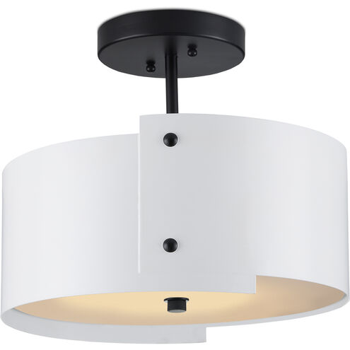Ritsu 1 Light 13.75 inch Sugar White and Satin Black Semi-Flush Mount Ceiling Light